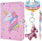 Magic Unicorn Notebook Set - Sequins Journals Unique Gift for Girls Travel School Office Notepad Memos A5 Diary Notebooks Unicorn Gel Pen Bracelet Key-chain with Locks and Keys