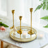 Romadedi Candlestick Holder Gold Candle Holder Brass Set of 3 Decorative Candle Holder for Taper Candle for Fireplace Mantel Dinning Table Home Wedding Decorations Gold 1 Set