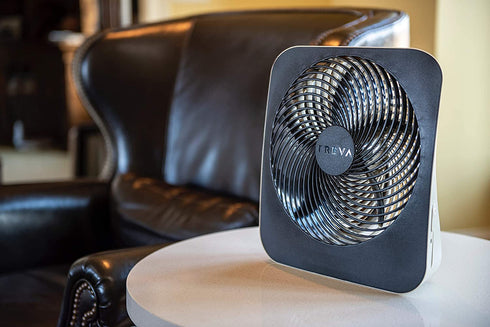 Treva 10-Inch Portable Desktop Battery Fan, Powered by Battery and/or AC Adapter - Air Circulating with 2 Cooling Speeds