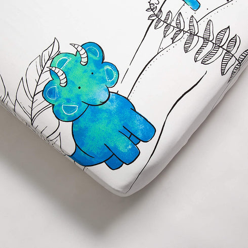 JumpOff Jo - Fitted Crib Sheet, Super Soft 100% Cotton Sheet for Standard Crib Mattresses and Toddler Beds, 28 in. x 52 in. - Blue Dinosaur