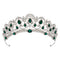 SWEETV Vintage Crystal Wedding Crown for Women, Green Rhinestone Queen Tiara Bridal Hair Accessories, Emerald
