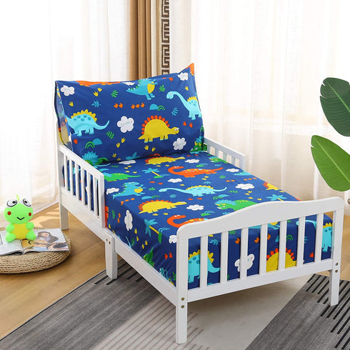 Cloele Toddler Bedding Set Dinosaur - Kids Bed Set 2 Piece Toddler Bed Sheet Set - Includes Fitted Sheet and Reversible Pillowcase - 100% Microfiber Soft Baby Bedding Sheet & Pillowcase for Boys