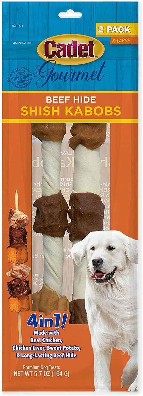 Cadet Gourmet Beef Hide Shish Kabob Dog Treats Beef Hide X-Large 10" (2 Count)