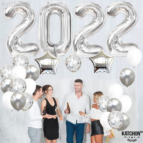 Silver 2022 Balloons Numbers Set - 40 Inch, 2022 Graduation Balloons, Confetti | Silver Graduation Decorations 2022, Graduation Party Decorations, Graduation Party Supplies | Class of 2022 Decorations