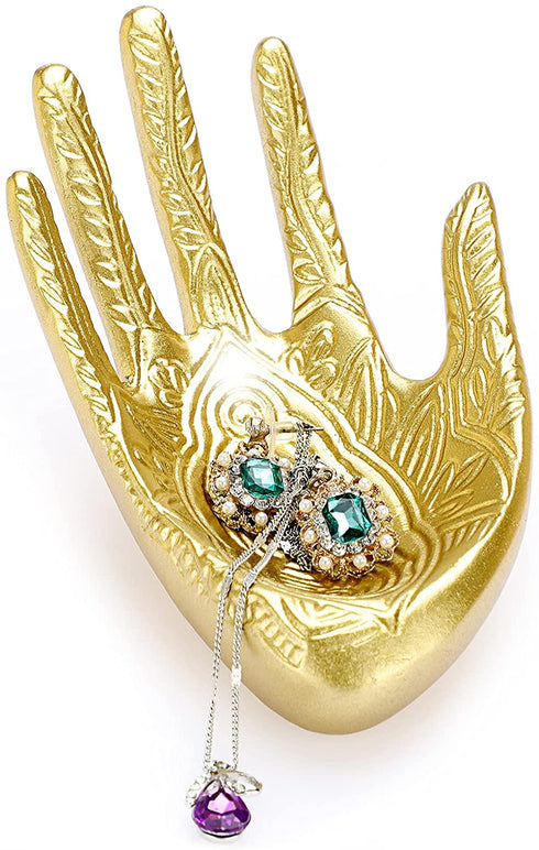 ELLDOO Buddha Hand Jewelry Tray Rings Holder Jewelry Display Hand jewelry Holder Trinket Dish Storage Decoration ,Gold