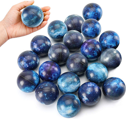 LovesTown 20 PCS Galaxy Stress Balls, 2.5 Inch Space Theme Stress Balls Foam Squeeze Balls Stress Relief Balls for Finger Exercise School Carnival Reward Party Bag Gift