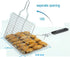 AIZOAM Portable Stainless Steel BBQ Barbecue Grilling Basket for Fish,Vegetables, Shrimp,and Small Flat Sea Food .Great Useful BBQ Tool.-Bonus Additional Sauce Brush and 50 Natural Bamboo Skewers €‘