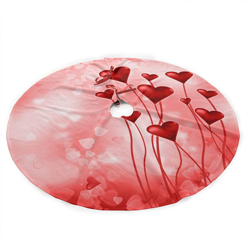 Valentines Day Heart Shape Balloon Romantic Love Christmas Tree Skirt,36 Inch Xmas Tree Skirt for Christmas Decorations Indoor Outdoor