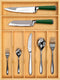 Luxury Bamboo Kitchen Drawer Organizer - Silverware Organizer and Cutlery Tray with Grooved Drawer Dividers for Flatware and Kitchen Utensils (7 Slot, Natural)