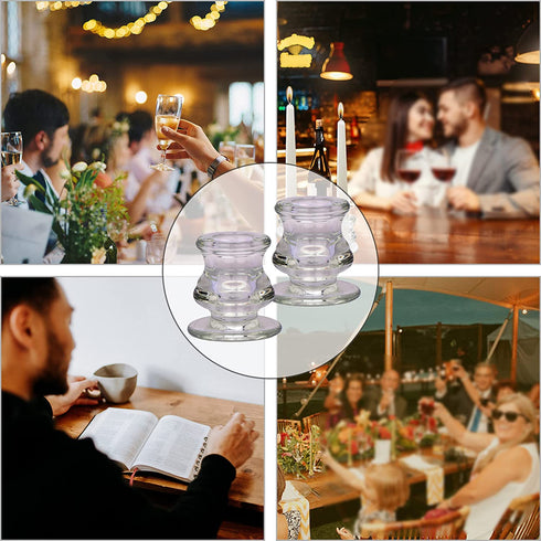 MejaTec Candlestick Holders, 6PCS Taper Candle Holders, Clear Glass Taper Candlesticks for Party, Wedding, Birthday, Dinning Room and Home Decoration (6, Clear Glass)