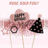 36 Pieces Rose Gold Birthday Photo Booth Props, Large Rose Gold Birthday Party Photobooth Props with Glitter for Girl Woman Birthday Parties Supplies