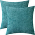 CaliTime Pack of 2 Cozy Throw Pillow Covers Cases for Couch Sofa Home Decoration Solid Dyed Soft Chenille 20 X 20 Inches Teal