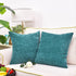 CaliTime Pack of 2 Cozy Throw Pillow Covers Cases for Couch Sofa Home Decoration Solid Dyed Soft Chenille 20 X 20 Inches Teal