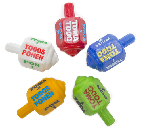 Classic Mexican Pirinola Toma Todo Solid Plastic Piece 5 Multicolors Pack/Pirinola de Plastico Solida (5 Pack)