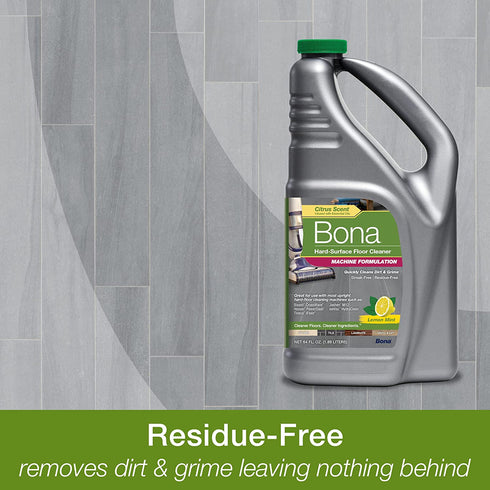 Bona Hard-Floor Cleaning Machine Formulation, Hard-Surface Floor Cleaner Concentrate Refill, for Stone Tile Laminate and Vinyl LVT/LVP, Lemon Mint Scent, 64 Fl Oz