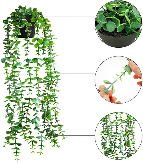Fake Hanging Plant Potted 22" Artificial Plant for Home Bedroom Decor Faux Greenery Decor Vine with Pot for Floating Shelf Decoration
