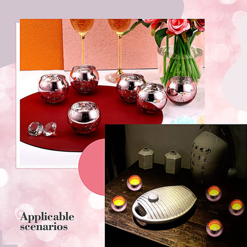 12 Pieces Round Votive Candle Holders Glass Tealight Candle Holder for Wedding Home Decor (Rose Gold)