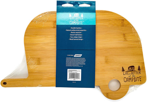 Camco Life is Better at The Campsite Retro RV Shaped Bamboo Wood Cutting Board for Food Prep-Doesn't Dull Knives, Resists Moisture (53089)