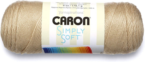 Caron Simply Soft Solids Yarn (4) Medium Gauge 100% Acrylic - 6 oz - Bone- Machine Wash & Dry (H970039703)