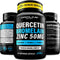Quercetin 500mg Supplement with Sambucus Elderberry, Bromelain, Vitamin C, Zinc 50mg, & Vitamin D3 5000 IU - Antioxidant & Immune Health Zinc Quercetin - 6 in 1 Black Elderberry Supplement for Adults