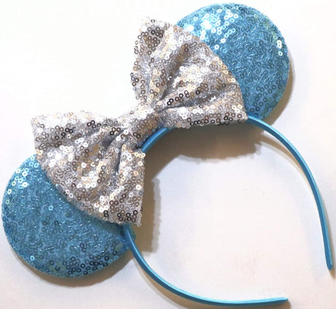 CLGIFT Cinderella Inspired Minnie Ears , Blue Mickey Ears, Princess Ears, Cinderella Minnie Ears, Rainbow Sparkle Mouse Ears,Classic Red Sequin Minnie Ears (Cinderella)