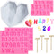 4 Pieces Valentine's Day Diamond Heart Mold Silicone Letter Alphabet Fondant Chocolates Molds, 8.7 Inch Silicone Breakable Heart Mold and 4 Pieces Wooden Hammers for Baking Chocolate