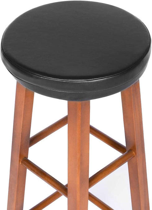 Shinnwa Bar Stool Cushion Round Foam Padded Seat Cushions Waterproof Leather Bar Stool Covers with Elastic and Non Slip Bottom 13 Inch Black