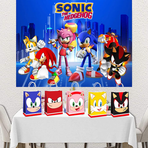 20 Pieces Sonic the Hedgehog Party Supplies, Sonic candy bags, tote bags, gift bags, party favors for boys and girls.