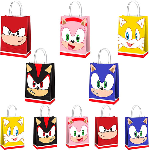 20 Pieces Sonic the Hedgehog Party Supplies, Sonic candy bags, tote bags, gift bags, party favors for boys and girls.