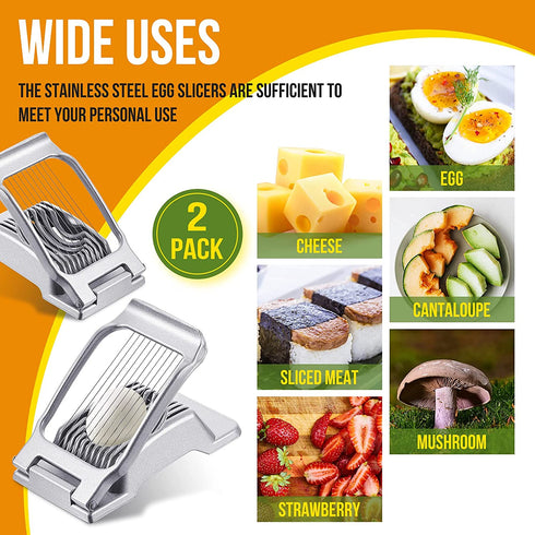 2 Pieces Egg Slicer Hard Boiled Egg Slicer Stainless Steel Wire Egg Slicer Heavy Duty Aluminium Egg Cutter for Egg Strawberry Soft Fruit