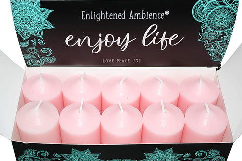 Enlightened Ambience Gardenia Scented Candles (10 Votives, Pink)