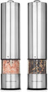 Pepper Grinder with Light - Battery Operated Pepper or Salt Mill - Stainless Steel - Easy Grip - Easy to Use - Sleek Modern Design