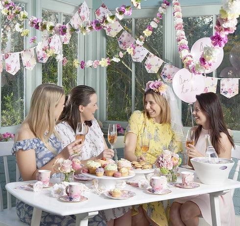 Talking Tables BG-CUPSET Blossom Party Paper Tea Cups, Pack of 12, Height 8cm, 3", Pink and Gold