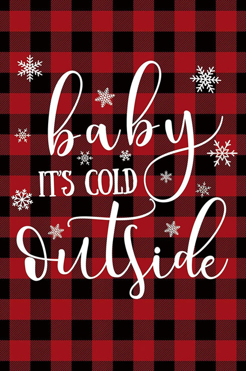 Texupday Baby It's Cold Outside Christmas Decoration Winter Buffalo Check Plaid Rustic Garden Flag Outdoor Yard Flag 12" x 18"