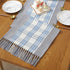PHNAM Buffalo Check Rustic Dining Table Runner with Handmade Fringe Cotton Linen Blend Coffee Tabletop Collections for Family Dinners, Special Occasions, Farmhouse Decorations and Everyday Use