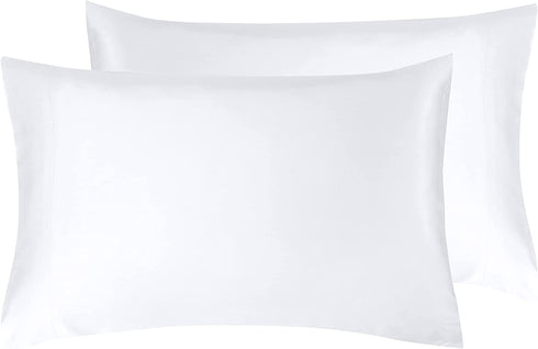 CALIFORNIA DESIGN DEN Silky Smooth and Soft Cases for Hair & Skin, Fabric from 100% Bamboo, Set of 2 Cooling Bamboo Pillow Cases Standard Size, Fits Standard & Queen Pillows, Rayon (Bright White)