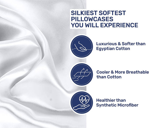 CALIFORNIA DESIGN DEN Silky Smooth and Soft Cases for Hair & Skin, Fabric from 100% Bamboo, Set of 2 Cooling Bamboo Pillow Cases Standard Size, Fits Standard & Queen Pillows, Rayon (Bright White)