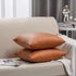 UINI Faux Leather Pillow Covers, Set of 2 Leather Pillow Covers 18x18 Inch, Modern Farmhouse Luxury Decorative Pillowcase, Boho Cushion Covers for Couch, Living Room, Sofa