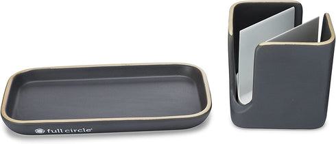 Full Circle Stash, Ceramic Sink Caddy, Gray and White, 11"