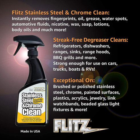 Flitz - SP 01506 Stainless Steel Cleaner and Polish For Appliances, Streak Free Shine for Refrigerators, Dishwashers, Sinks, BBQ Grills, Ovens and More, 16 oz, Single