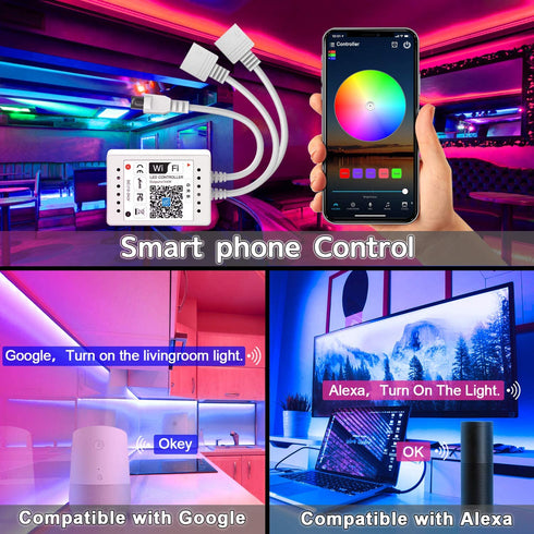 Smart RGB Strip Light 33ft, VANANCE Color Changing WiFi LED Tape Light, Smart App/Remote Control, Works with Alexa Google Assistant, Smart Light Strip for Bedroom, Home, Kitchen, Party (2x5m)