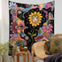 Large Mushroom Hippie Tapestry For Teen Bedroom Wall Hanging Aesthetic Tapestry Star Sparkler Room Décor (50''* 60''(130*150cm), Sunflower Girl)