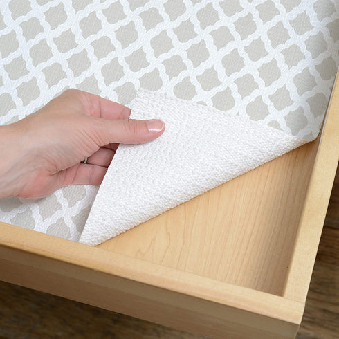 Con-Tact Brand Grip Prints Durable Non-Adhesive Non-Slip Shelf and Drawer Liner, 18" x 8', Talsiman Pale Gray