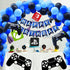 Video Game Party Supplies Birthday Decorations for Boys - 98 Pack Blue Black Balloons Garland with Gamer Birthday Banner Game Controller Balloons for Boy Level Up Birthday Party Decorations