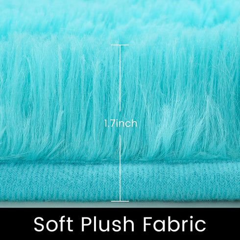 Goideal Round Fluffy Area Rug for Bedroom, Teal Blue Shaggy Rug for Boys Girls, Fuzzy Cute Princess Castle Nursery Room Rug, Circle Plush Floor Carpet for Babies Room Decor 4ft (4' Diameter)