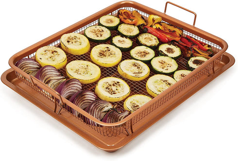 Copper Chef, 2-Piece Non-Stick Bakeware Set for Oven with Crisper Pan and Cookie Sheet, 13 x 9-Inch, N5O4RBL, Copper