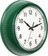 Bernhard Products Retro Wall Clock 9.5 Inch Hunter Green Kitchen 50's Vintage Design Round Silent Non-Ticking Quartz Battery Operated Clocks for Home Office School Classroom Kids Bedroom Living Room