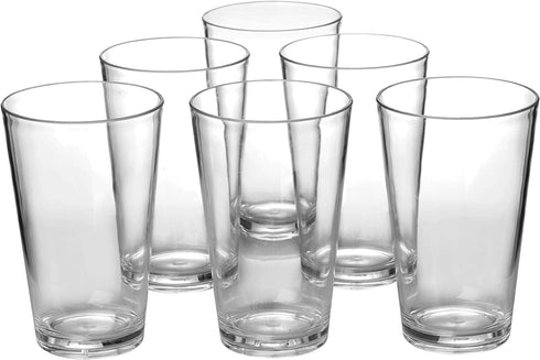 Classic Clear Plastic Glasses Drinking Cups Dishwasher Safe BPA-free Set of 6 For Indoor Outdoor Use(Look Like Glass)