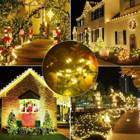 LED Christmas Tree Lights 300 LEDs 19.7ft Green Wire Fairy String Lights Waterproof Plug in Indoor Outdoor Decor for Holiday Party Wedding Birthday(Warm White)