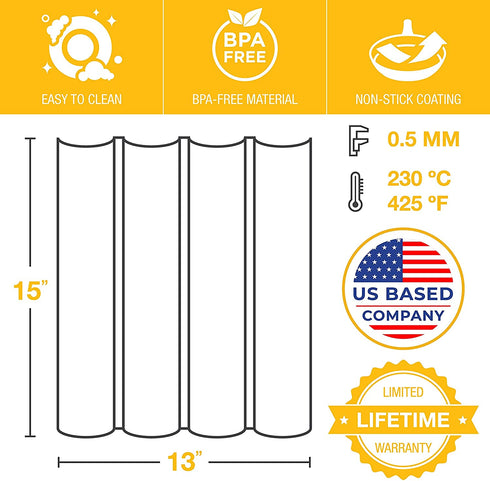 Baguette Pan for Baking - 15" x 13" Nonstick Perforated Italian Loaf Mold - Long French Bread Baker's Tray - Sourdough Roll Proof & Bake Rack by Eparé